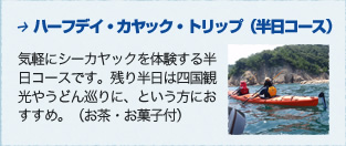 ハーフデイ・カヤック・トリップ（半日コース）